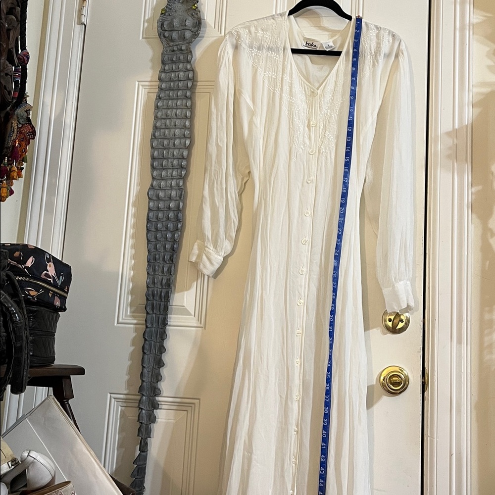 Kiko White Dress with Embroidery Pattern